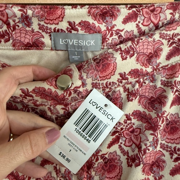 Torrid LoveSick Suede Floral Mini Button Front Skirt Pink Cream Plus Size 1 - Picture 4 of 9